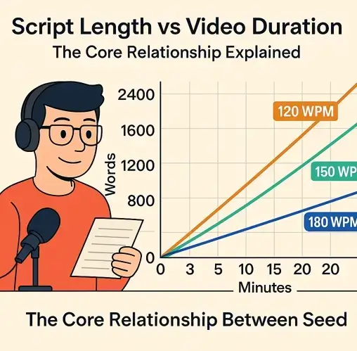 Script Length vs Video Duration — Educational Infographic